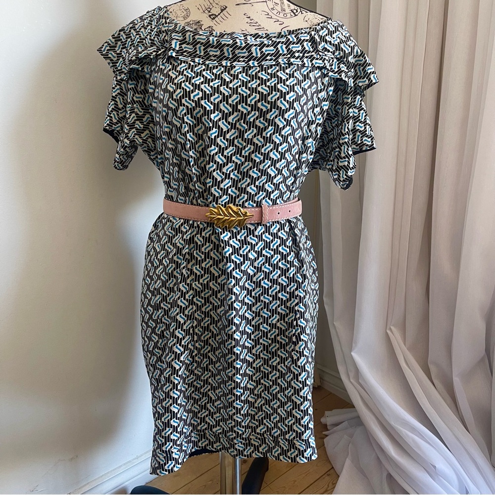 Miu Miu Black Boat Neck Silk Dress